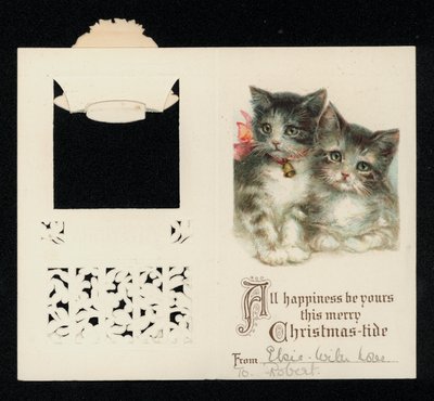 To killinger, julehilsenskort. (chromolitho) af English School