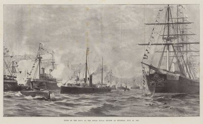 Typer af flåden ved Royal Naval Review i Spithead, 23. juli 1887 (litho) af English School