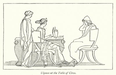 Ulysses ved Circe-bordet (litho) af English School