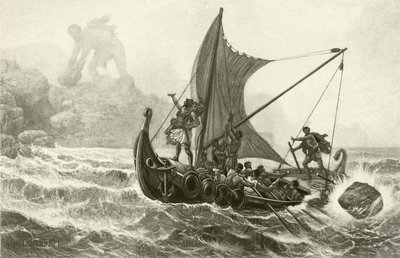 Ulysses trodser kyklopen (dybtryk) af English School