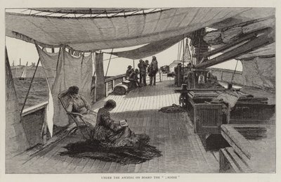 Under markisen om bord på "Undine" (gravering) af English School