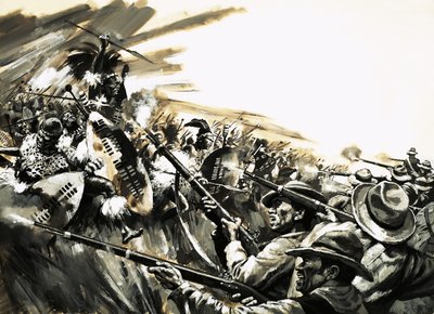 Uidentificeret kamp med Zulu-krigere, muligvis Rorke