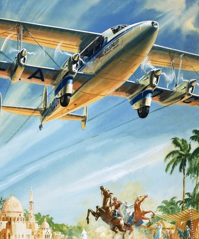 Uidentificeret biplan flyver over Nordafrika af English School