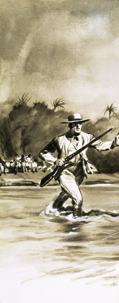 Uidentificeret mand flygter over floden af English School