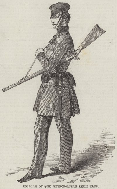 Uniform fra Metropolitan Rifle Club (gravering) af English School