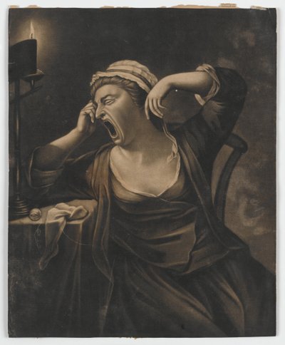 Uden titel (kvinde gaber), ca. 1780 (mezzotint) af English School