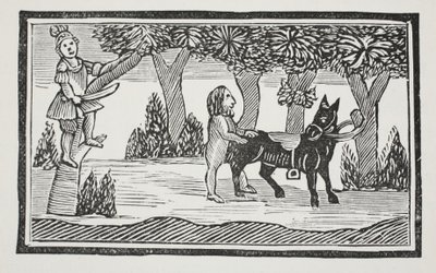 Valentine og Orson, illustration fra Chap-books of the Eighteenth Century af John Ashton, pub. 1882 af English School