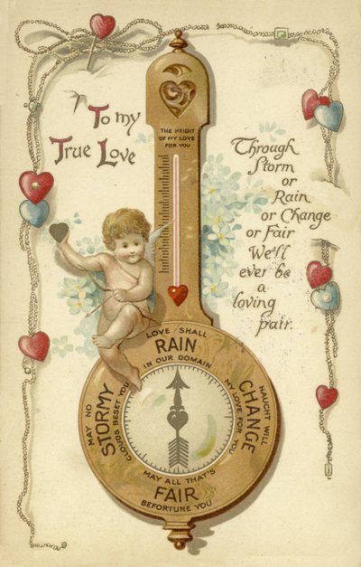 Valentines kort, der involverer barometer af English School