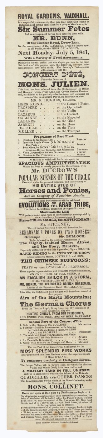 Vauxhall Gardens, Annonce af English School