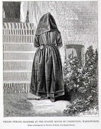Tilsløret kvindelig fange i Surrey House of Correction, Wandsworth, fra 