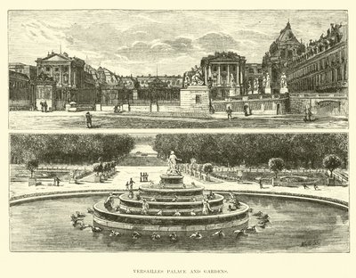 Versailles Palace and gardens  af English School