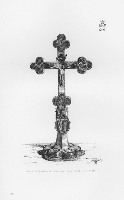 Victoria And Albert Museum: Krucifiks, forgyldt sølv, tysk omkring 1400 af English School