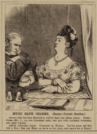 Victoriansk par i Covent Garden Opera House, London (gravering) af English School
