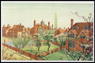 Udsigt over Bedford Park, 1882 af English School