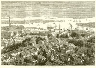 Udsigt over Boston fra Bunkers Hill af English School