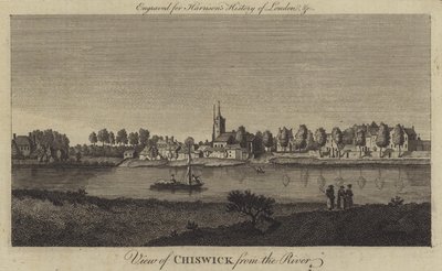 Udsigt over Chiswick fra floden (gravering) af English School