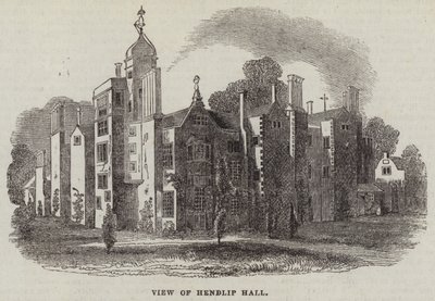 Udsigt over Hendlip Hall (gravering) af English School
