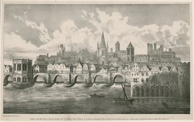Udsigt over Old London Bridge som i kong Henry VII