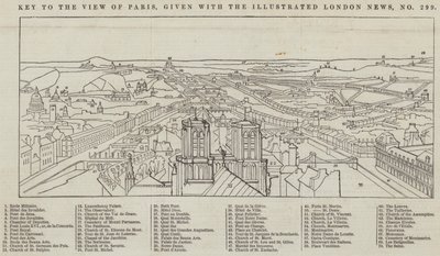 Udsigt over Paris, givet med The Illustrated London News (gravering) af English School