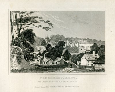 Udsigt over Penshurst, Kent, ca. 1840 af English School