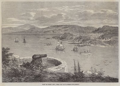 Udsigt over Point Levi, fra Battlements of Quebec (gravering) af English School