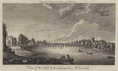 Udsigt over Putney og Fulham fra Mr Vannecks (gravering) af English School