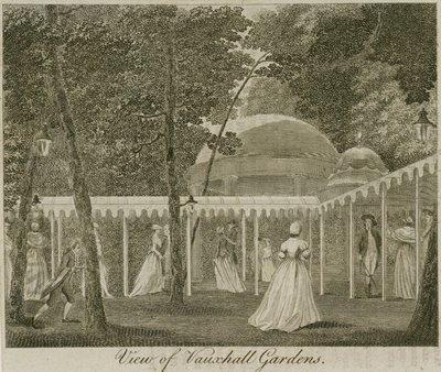 Udsigt over Vauxhall Gardens, London af English School