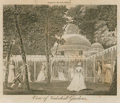 Udsigt over Vauxhall Gardens, London af English School