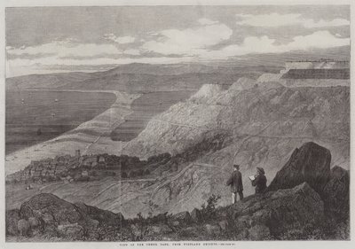Udsigt over Chesil Bank, fra Portland Heights (gravering) af English School