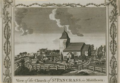 Udsigt over kirken St. Pancras af English School