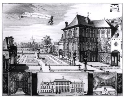 Udsigt over Hilwerue-huset tilhørende Peter Paul Rubens (1577-1640) 1692 (gravering) (bw foto) af English School