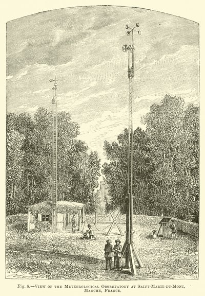 Udsigt over det meteorologiske observatorium ved Saint-Marie-du-Mont, Manche, Frankrig af English School