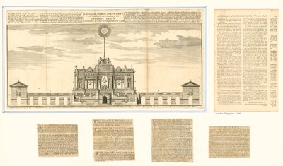 Udsigt over det offentlige fyrværkeri til freden i Aix La Chapelle 1749 af English School