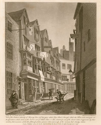 Udsigt over den sydlige ende af Thieving Lane (i de senere år kaldet Bow Street) af English School