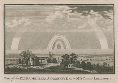 Ansicht des außergewöhnlichen Erscheinens im Nebel bei Lancaster von English School