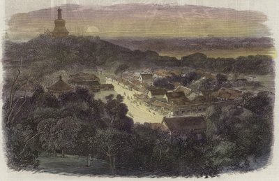Udsigt over haverne og det buddhistiske tempel i den kejserlige by af English School