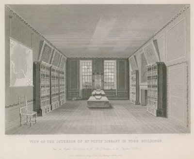 Udsigt over det indre af Mr Pepys Library i York Building af English School