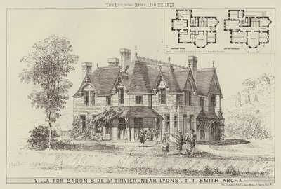 Villa til Baron S de St Trivier, nær Lyon (gravering) af English School