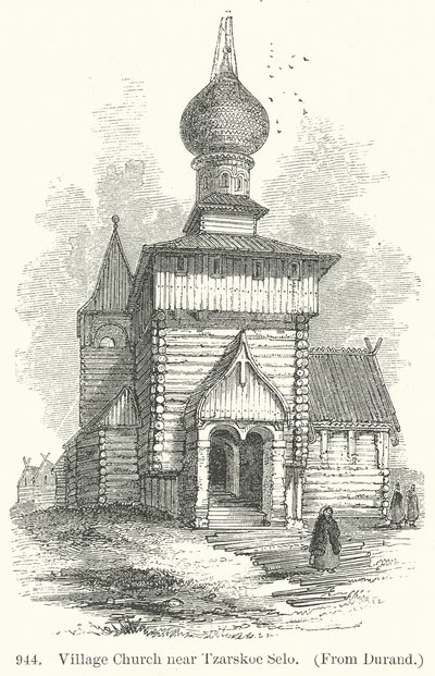 Landsbykirke nær Tzarskoe Selo (gravering) af English School