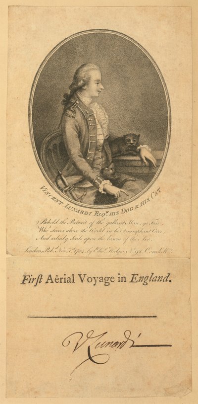 Vincent Lunardi, 1784 (stipstik) af English School