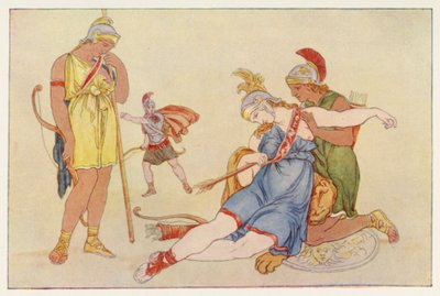 Virgils Æneid: Camillas død (farve litho) af English School