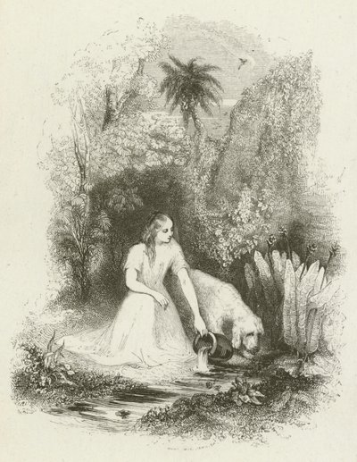 Virginia ved springvandet (gravering) af English School