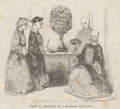 Besøg af ceremoni hos en overlegen mandarin af English School