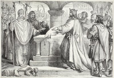 Karl den Stores besøg hos paven, illustration fra The History of Protestantism af James Aitken Wylie (1808-1890), pub. 1878 af English School