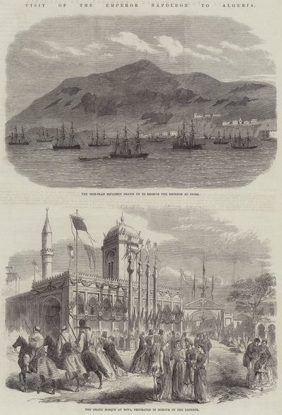 Kejser Napoleons besøg i Algeriet (gravering) af English School