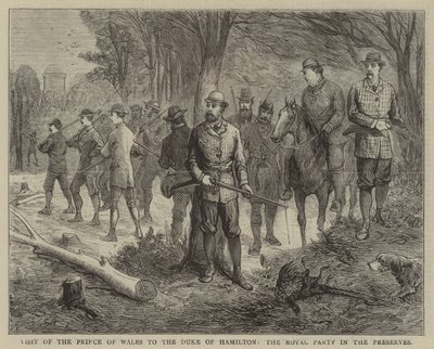 Besuch des Prinzen von Wales beim Herzog von Hamilton, die königliche Gesellschaft in den Jagdgründen von English School
