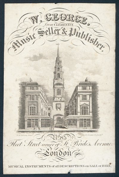W George, musiksælger og udgiver, handelskort af English School