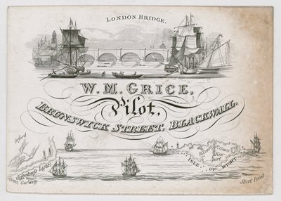W M Grace, Pilot, handelskort af English School