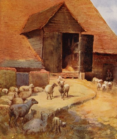 Venter på at blive klippet (farve litho) af English School