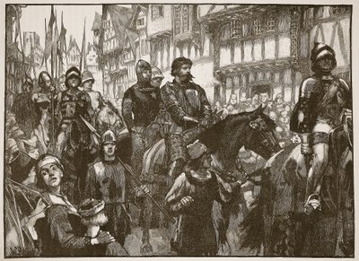Wallace på vej til Westminster Hall, illustration fra Cassells Illustrated History of England (sepia foto) af English School